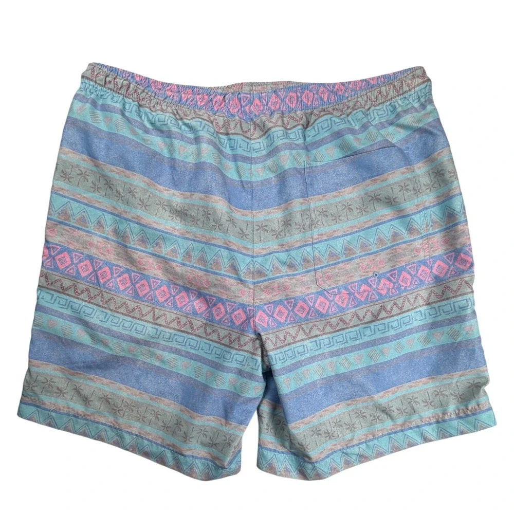 PacSun Mens Swim Trunks Blue Pink Tribal Geometric Palm Tree Board Shorts Size M